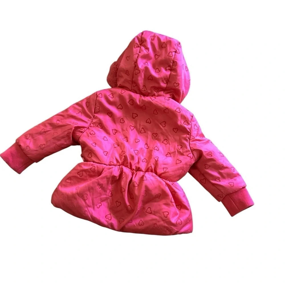 Rothschild Pink Hearts Puffer Jacket Hooded Full Zip Baby Girl 18M